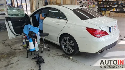 i♥오토인 2015 벤츠 CLA 200D 썬팅 재시공 (레인보우 i90 블랙 + 폴리스파이더 매트 장착