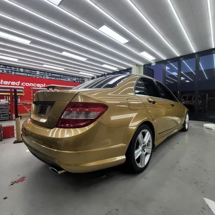 [전체랩핑] W204 C300 메탈릭 골드, 2주동안 방치될수밖에 없었던 이유 - 평택랩핑 / 평택 팽성읍