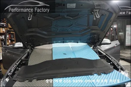 BMW F07 5GT 보닛, 앞 도어 방음, 방진 작업기.