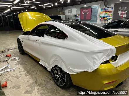 bmw m4 사틴 화이트 전체랩핑 / 용산구 문배동