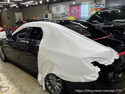 벤츠 e300 랩핑제거 및 재시공 / 용산구 문배동