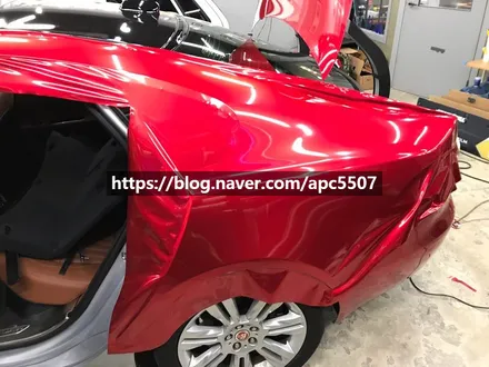 재규어xf 차량 광 넘치는 강렬한 레드재규어로 변신! 자동차랩핑지 로 시공하자 / 용산구 문배동