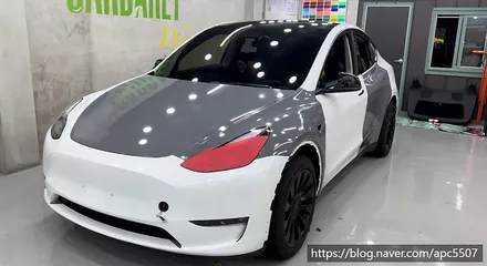 용산 랩핑 테슬라 모델 Y (보험처리) 전체 제거& 전체랩핑으로 한층 드레스업 / 용산구 문배동