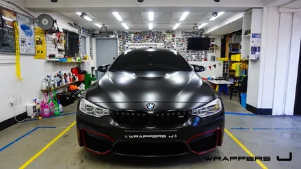 BMW M4 컨버터블 전체랩핑 :  사틴블랙랩핑 무광블랙랩핑 / 서울 마포구