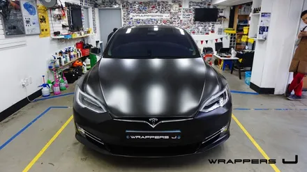 테슬라 전체랩핑 - Model S 모델S 사틴 블랙 서울 경기 전체랩핑 / 서울 마포구