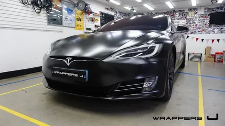 테슬라 전체랩핑 - Model S 모델S 사틴 블랙 서울 경기 전체랩핑 / 서울 마포구