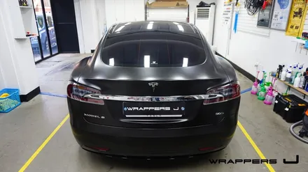 테슬라 전체랩핑 - Model S 모델S 사틴 블랙 서울 경기 전체랩핑 / 서울 마포구