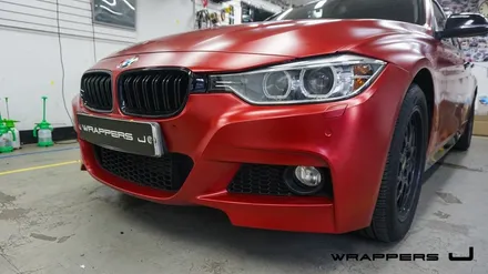 3시리즈 F30 BMW 320d 전체랩핑 사틴 뱀파이어 레드 / 서울 마포구