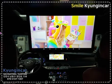 팰리세이드 비클시네마 레인보우 VC173AD 천정모니터 + 순정연동 시공 / 인천 경인카