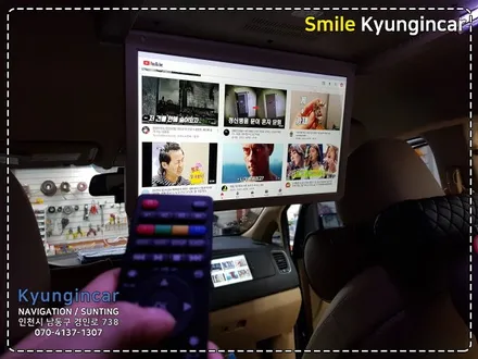 자녀를 위한 아빠의 선택! 더뉴카니발 비클시네마 레인보우 천정모니터 터치모니터 설치 / 인천 경인카