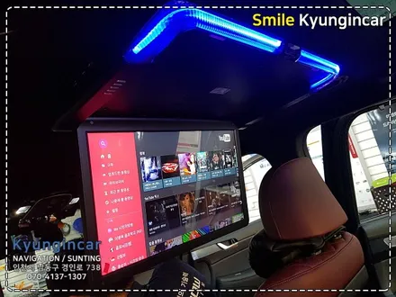 팰리세이드 천정모니터 터치연동 비클시네마 레인보우 장착 / 인천 경인카