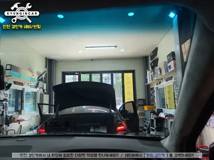 인천 싼타페TM 전면유리썬팅 레인보우 V90 반사필름 시공