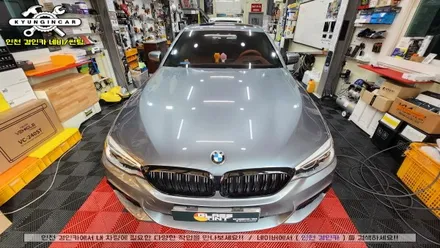인천 BMW 5시리즈 앞유리 썬팅 글라스틴트 선셋 반사필름 전면 틴팅시공