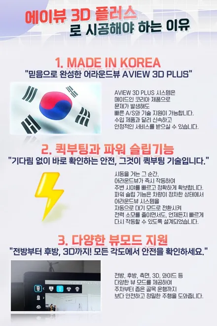 캐스퍼EV Aview 3D PLUS 어라운드뷰 주행보조장치 설치했어요.