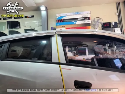 쉐보레 스파크 썬팅 재시공 세인트아모 아쿠아 필름 + 아이나비 Z8000 블랙박스 설치