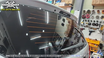 열차단썬팅필름 이비오스 슈젠 CX90 스파크 뒷유리 시공