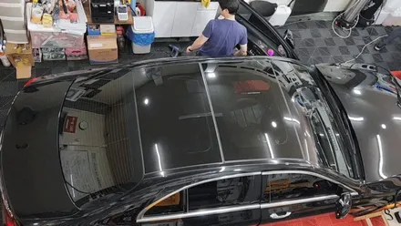 벤츠E클래스 파노라마썬루프 이비오스 슈젠 썬팅필름 틴팅시공
