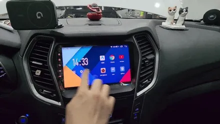 인천 싼타페DM 카나로 X-PLUS 360 안드로이드 올인원 네비매립 장착