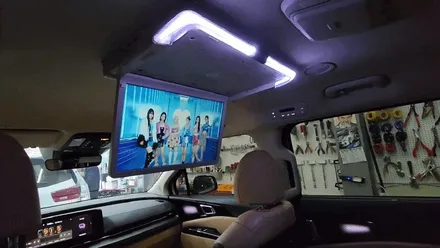 인천 카니발KA4 비클시네마 VC-173ST 천정모니터 + 케어셀 보조배터리 연동으로 무시동 작동 #차박템