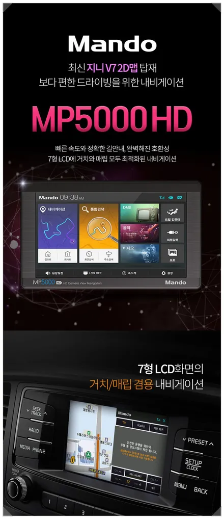 ★노원 19주년 아우라★ 쉐보레 더 뉴 스파크 - 만도 내비게이션 MP5000HD 매립, 국산후방카메라