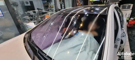 그랜져HG 전면썬팅 시공 가성비 썬팅 보라빛변색 필름 재시공 어보브 하츠 가성비썬팅 / 고양