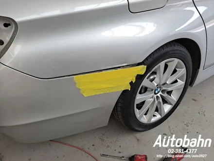 BMW 528i 자동차 사고 도장면 광택으로 안될 때. 판금,도장 수리는 1급 공업사 운영하는 아우토반에서 받으세요. / 고양시 삼송동