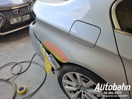 BMW 528i 자동차 사고 도장면 광택으로 안될 때. 판금,도장 수리는 1급 공업사 운영하는 아우토반에서 받으세요. / 고양시 삼송동