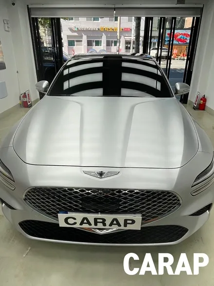 [중랑구 Carap] 제네시스 G70  전체랩핑! 에이버리 사틴 메탈릭 실버 시공은 카랩에 맡겨주세요! / 중랑구 면목동