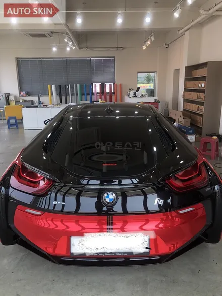 광주랩핑 bmw i8레드크롬 전체랩핑 시공 [광주카스킨,i8랩핑,아우토스킨] / 광주 광산구 도천동