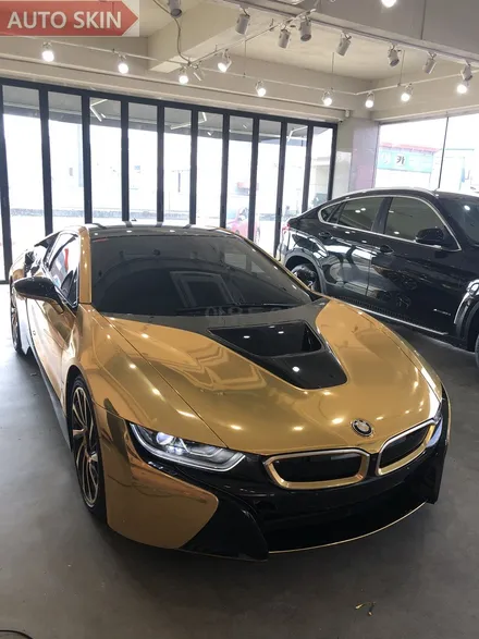 광주랩핑  bmw i8 에이버리슈프림 골드크롬 전체랩핑 시공 [광주카스킨,광주i8랩핑,광주크롬랩핑,아우토스킨] / 광주 광산구