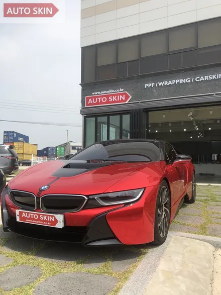 광주랩핑 bmw i8레드크롬 전체랩핑 시공 [광주카스킨,i8랩핑,아우토스킨] / 광주 광산구 도천동