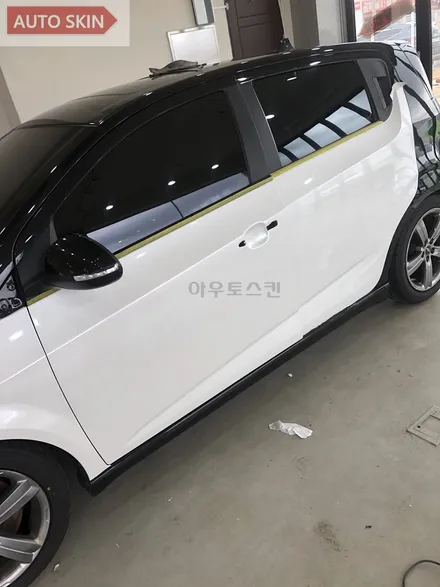 광주랩핑 쉐보레 아베오 화이트펄 전체랩핑 시공 [광주카스킨,광주아베오랩핑,아우토스킨] / 광주 광산구 도천동