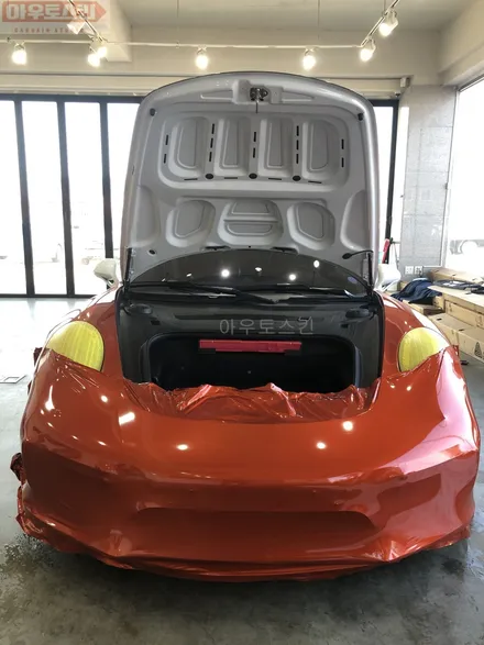 광주랩핑  포르쉐911터보s 3m gloss fiery orange 전체랩핑 시공 [광카스킨,광주전체랩핑,광주포르쉐911랩핑,아우토스킨] / 광주 광산구
