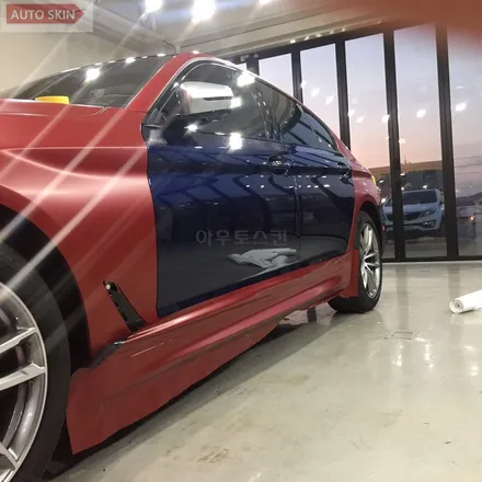 광주랩핑 bmw520d 사틴뱀파이어레드 전테랩핑 시공 [광주카스킨,광주bmw520d랩핑,아우토스킨] / 광주 광산구 도천동
