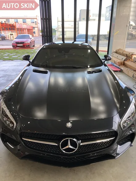 광주랩핑 벤츠 amg gts 사틴블랙 전체랩핑 시공 [광주카스킨,광주amggts랩핑,아우토스킨] / 광주 광산구 도천동