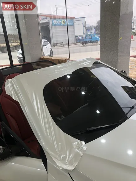 광주랩핑 bmw428i컨버터블 화이트펄 전체랩핑 시공 [광주카스킨,] / 광주 광산구 도천동
