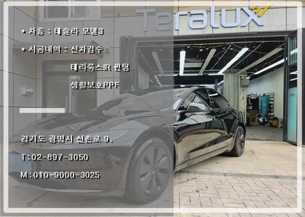 테슬라 모델3 신차검수 + 테라룩스ir 썬팅 + 생활보호PPF / 광명시 소하동