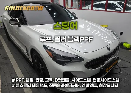 기아 스팅어 루프·필러 블랙ppf  시공｜루프 투톤랩핑을 광도좋은 블랙ppf로 완성 / 서울 강서구 공항동