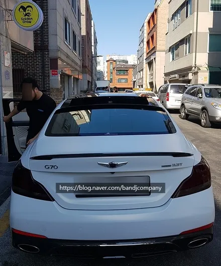 간지나는 사틴프로즌바닐라 G70 라이트 데루등 라이트필름랩핑 시공_김포랩핑 / 서울 강서구