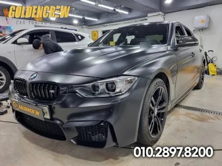 BMW 3시리즈 보험 사고수리 사틴블랙으로 시공한 부분랩핑 / 서울 강서구