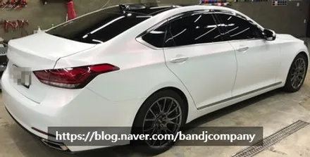 현대 고급차 제네시스 G80 깔끔한 화이트 펄 시공기_강서구랩핑_마곡나루랩핑 / 서울 강서구