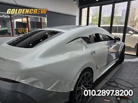 벤츠 gt43amg 인기필름 사틴화이트펄로 신차출고시 전체랩핑 / 서울 강서구 공항동