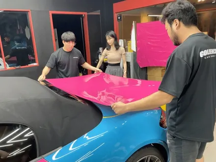 포르쉐 718 박스터 랩핑을 핫핑크 마젠타 고광택으로 전체랩핑 시공했어요 / 서울 강서구 공항동