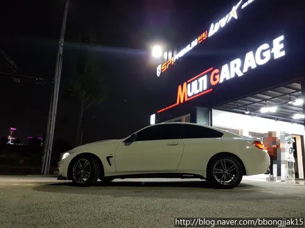 BMW 4시리즈 루프스킨 작업 및 사이드 데칼 스티커 시공사례후기 포항 경주 울산 울진 영덕 신차검수 썬팅 부분랩핑 전체랩핑 / 포항, 경주