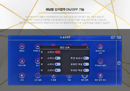 AI 인공지능 블랙박스 인체감지카메라 / 안전보건 공단 지원 사업 제품 / 4채널 인공지능AI 영상기록장치 - 서하디지털 마스터뷰 360 TOUCH AI 4CH 블랙박스 / 대전 서구, 세종, 청주