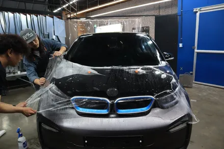 인천랩핑 BMW i3 전체랩핑과 본넷PPF시공으로 포인트 살아있네 / 인천, 부평, 부천