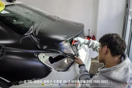 W117 벤츠 CLA 45 AMG 에어서스펜션 튜닝차량와이드바디작업 오버휀다 분당 사틴블랙 전체카스킨 시공! / 성남,분당,판교