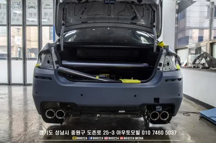 성남랩핑 F10 5시리즈 튜닝 수입차카스킨 아우토모빌 3M 사틴 다크 그레이 부분랩핑 루프스킨시공 / 성남,분당,판교