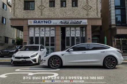 테슬라 모델3 레이노S7 썬팅 한판시공 아우토모빌 / 성남,분당,판교