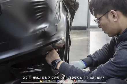 분당랩핑 BMW F87 M2 접촉사고 수리 뒷범퍼 에이버리 사틴블랙 재시공 / 성남,분당,판교